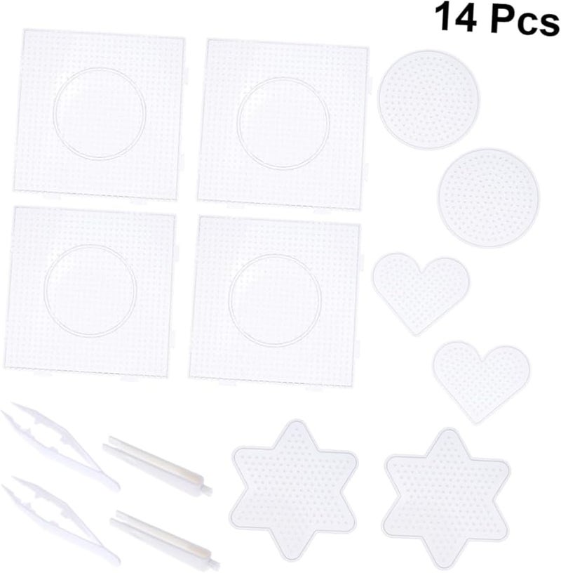 BESPORTBLE 14PCS Clear Plastic Pegboards DIY Craft Beads Kit with Heart Tools for Kids - Image 2